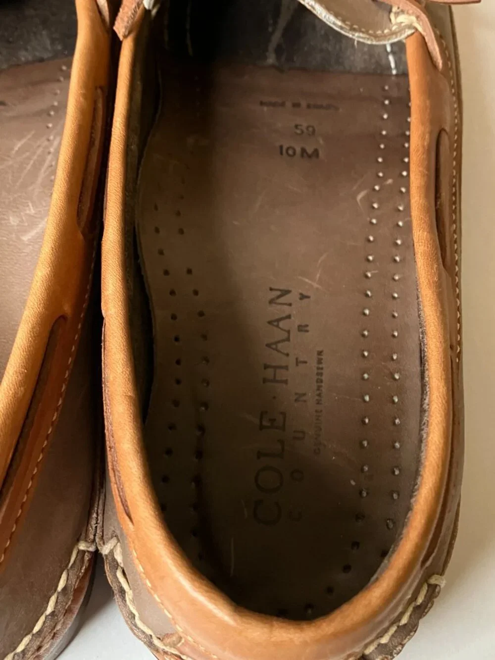 Vintage Cole Haan Country Men's 10M Boat Shoe Loafers Leather Made in Brazil 59
